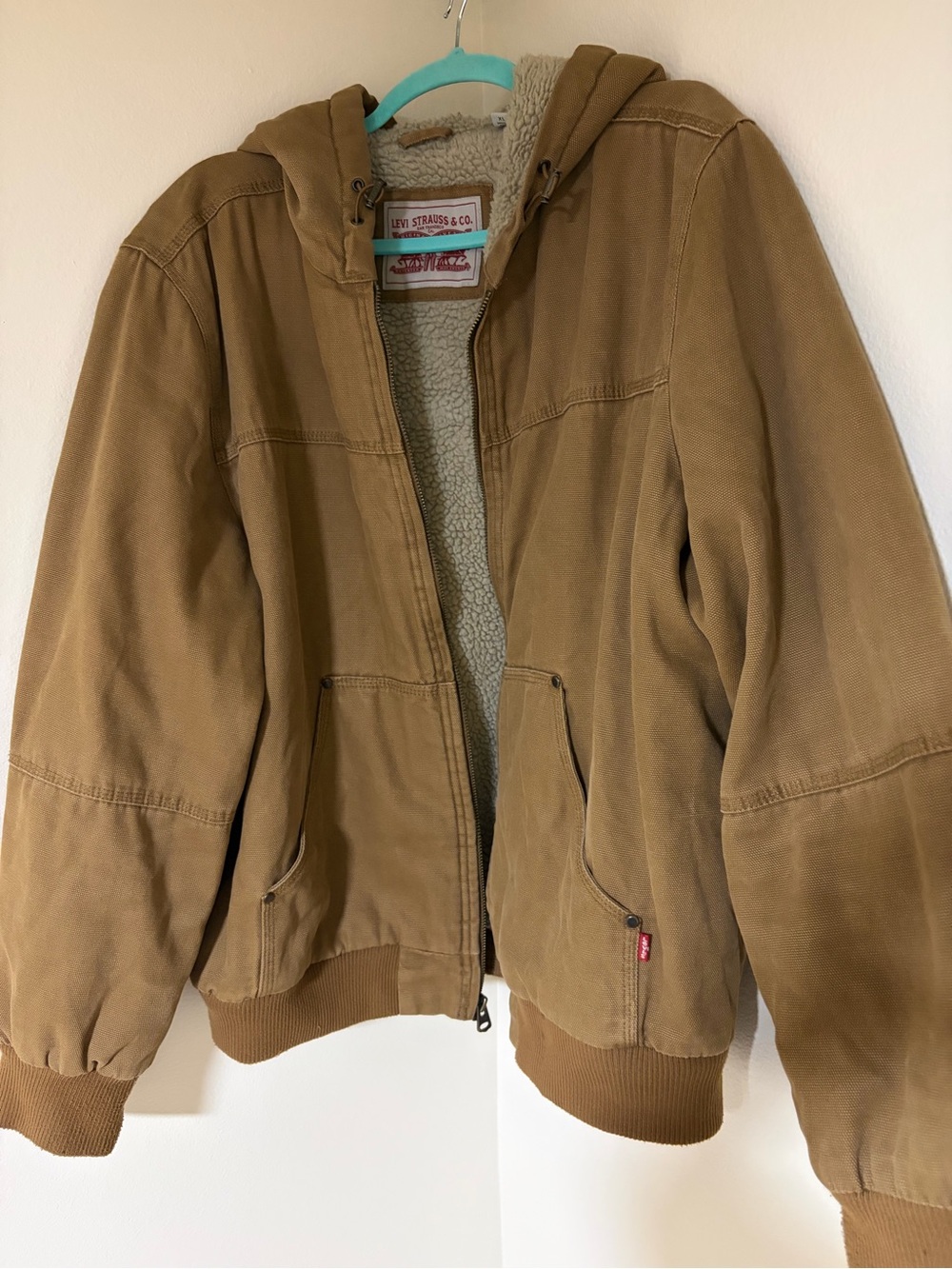 Levi's Men's Brown Hooded Sherpa-Lined Work Jacket